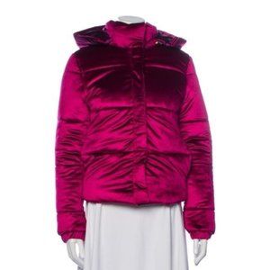 Milly New York Puffer Jacket Berry Magenta Hood Small